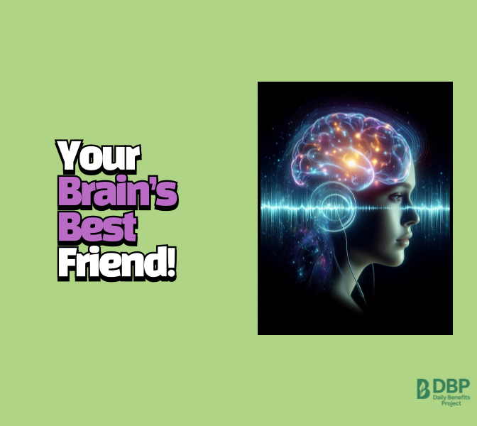 Illustration of a vibrant brain with energy waves symbolizing brain health benefits of blueberries
