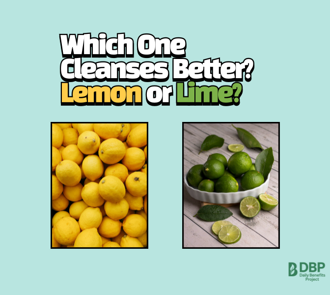 Comparison of lemons and limes with text asking which detoxes better