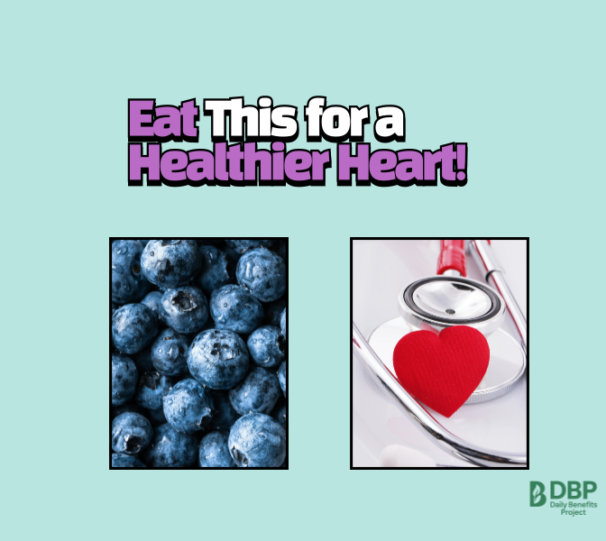 Two images: one of blueberries, another of a stethoscope with a heart