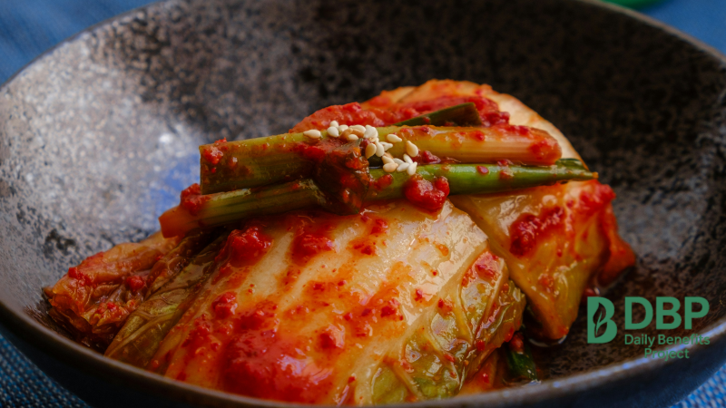 Traditional kimchi served in a ceramic bowl for gut health