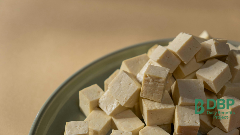 Tofu cubes – versatile vegan food protein fresh tofu cubes on a plate