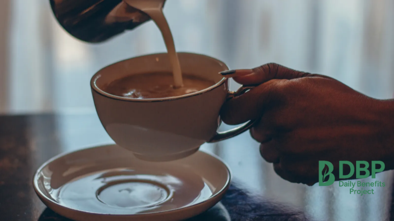 cup of warm milk being poured, a classic food that helps you sleep